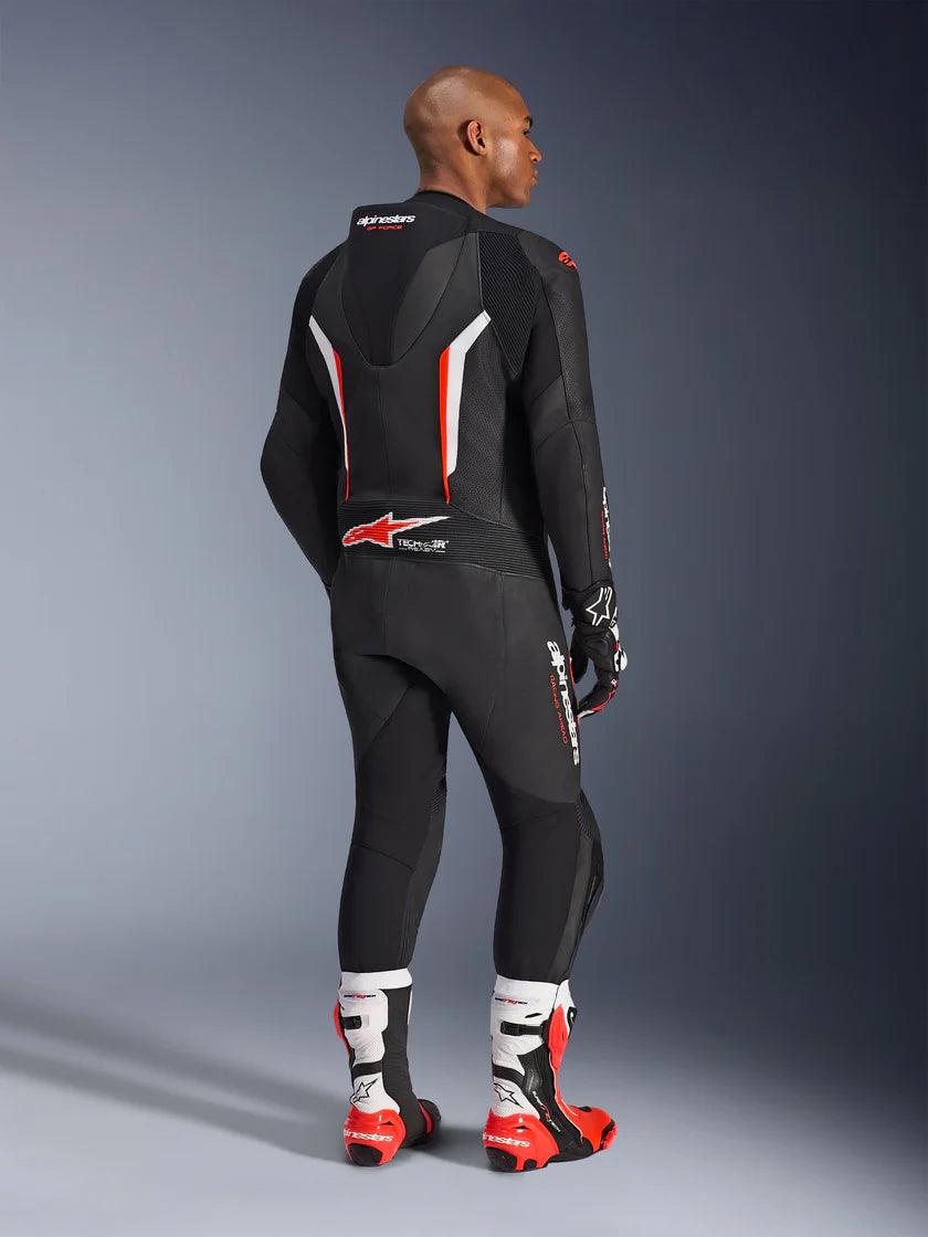 Tuta Alpinestars In Pelle GP Force V2 1 Pezzo - Black White Red Fluo