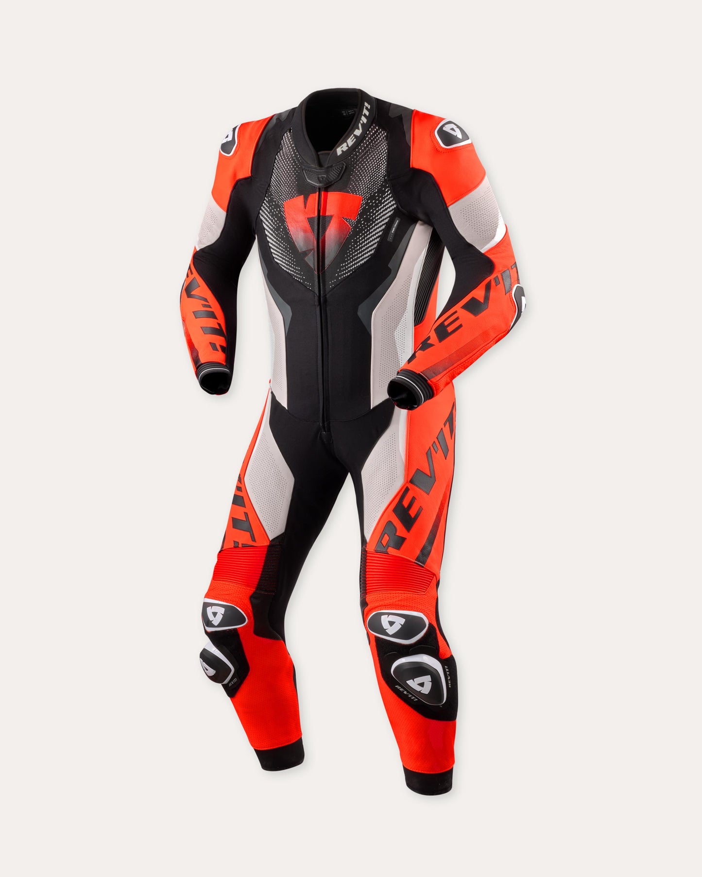 Tuta Rev'it! Intera Hyperspeed 3 - 3600 Grigio Chiaro-Rosso Neon