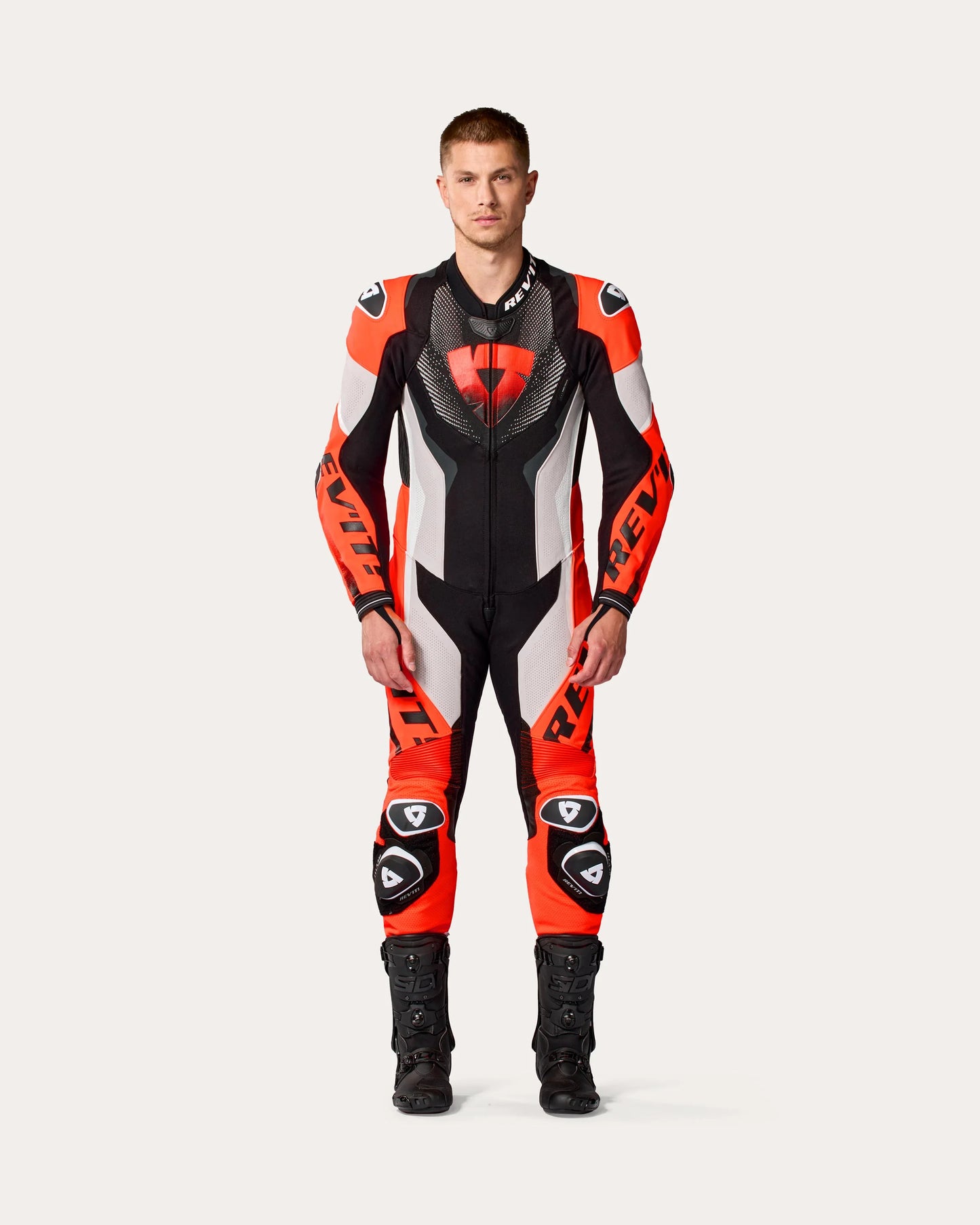 Tuta Rev'it! Intera Hyperspeed 3 - 3600 Grigio Chiaro-Rosso Neon