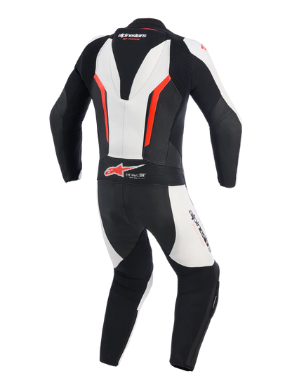 Tuta Alpinestars In Pelle GP Force V2 1 Pezzo - White Black Red Fluo