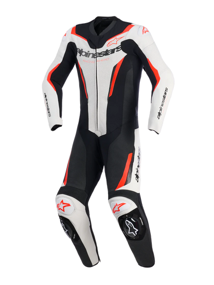 Tuta Alpinestars In Pelle GP Force V2 1 Pezzo - White Black Red Fluo