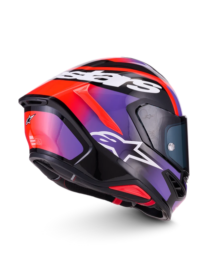 Casco Alpinestars S-R7 Lumen-Black Purple Red Fluo White Glossy