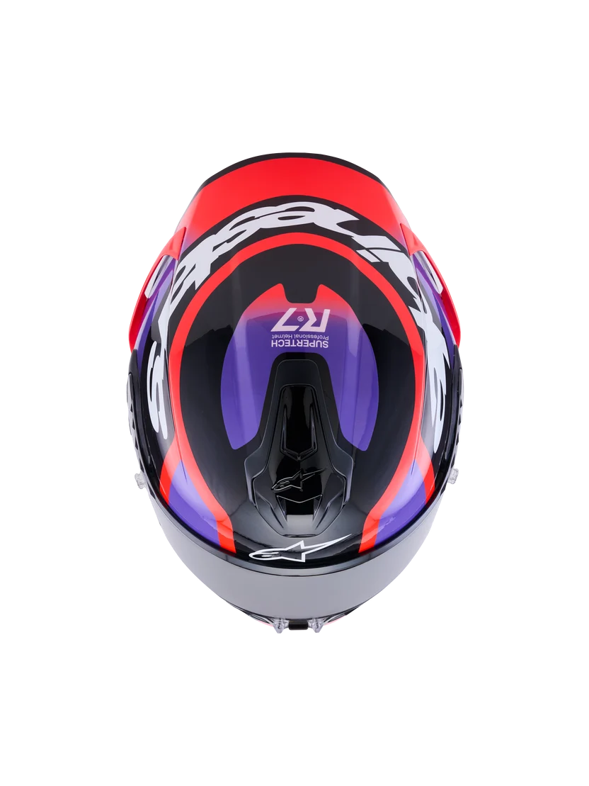 Casco Alpinestars S-R7 Lumen-Black Purple Red Fluo White Glossy