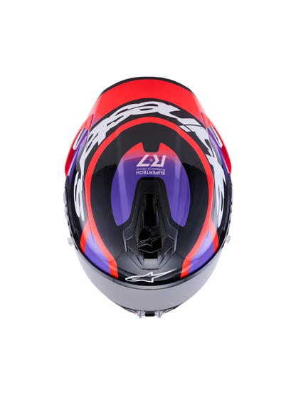Casco Alpinestars S-R7 Lumen-Black Purple Red Fluo White Glossy