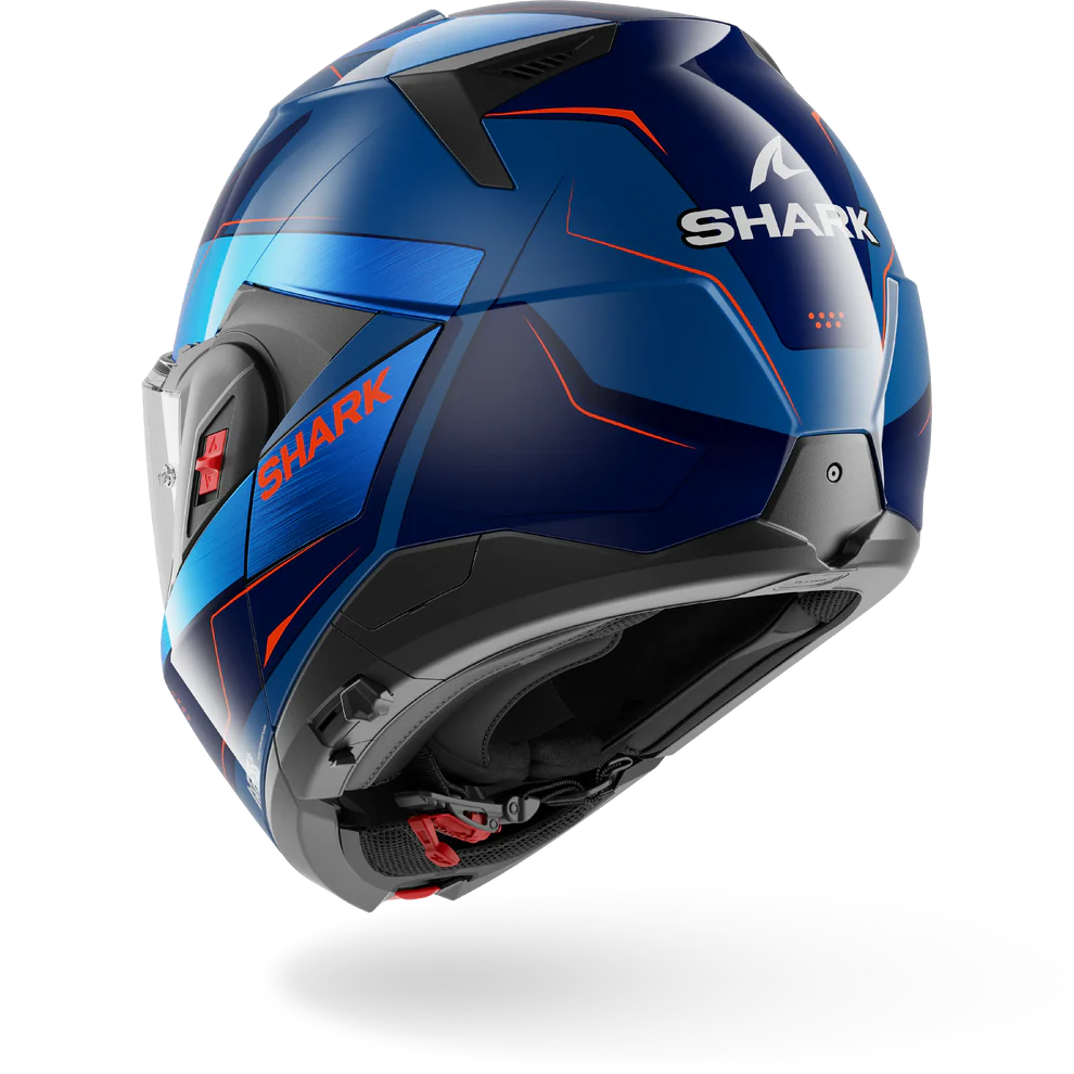 Casco SHARK Ribaltabile OXO MEKARIUM Blue Chrom Orange