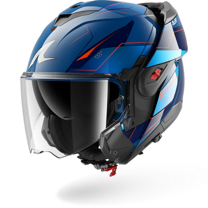 Casco SHARK Ribaltabile OXO MEKARIUM Blue Chrom Orange