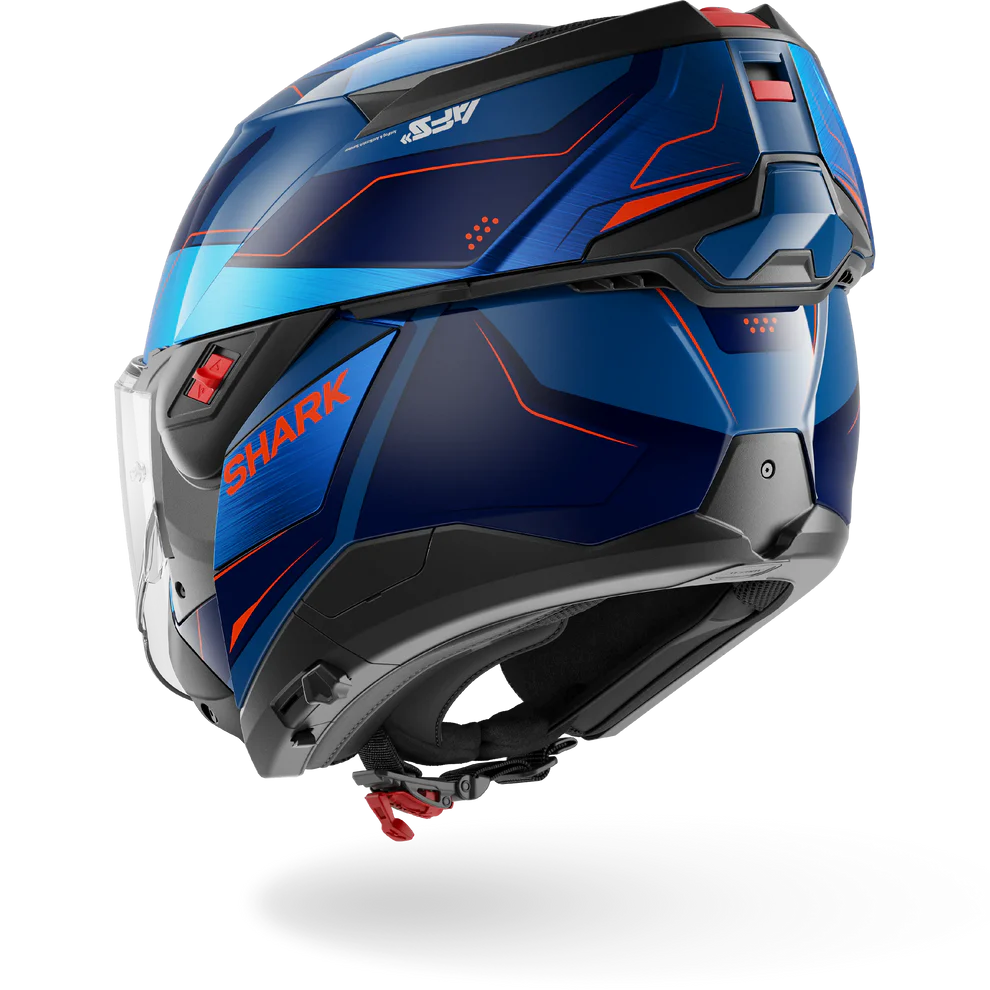 Casco SHARK Ribaltabile OXO MEKARIUM Blue Chrom Orange