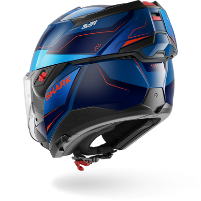 Casco SHARK Ribaltabile OXO MEKARIUM Blue Chrom Orange